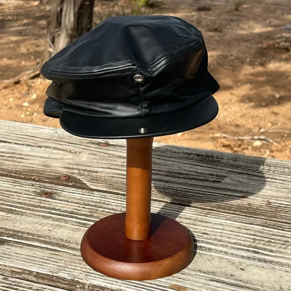 Y2K Faux Leather Cabbie Hat L Structured Newsboy Cap Country Gentleman USA Made